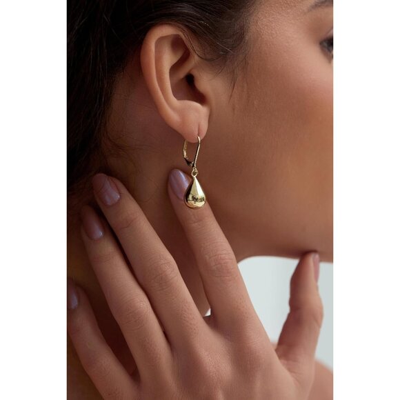 Women's 14k Gold Plated Post Waterdrop Dangle Drop Hoop Earrings Jewelry Gifts - Picture 2 of 8